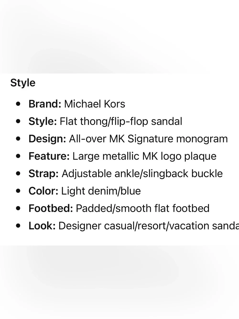 Michael Kors Light Blue Logo Thong Sandals with MK Hardware